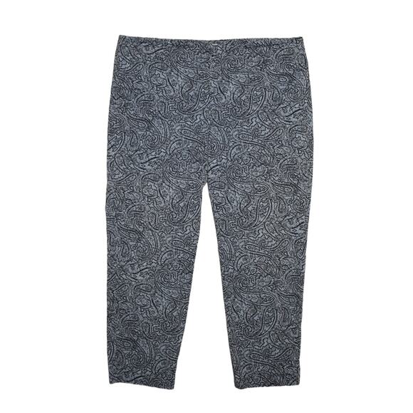 J.JILL $79 Stretch Cotton Paisley Print Cropped Pant Size 16 - Picture 1 of 4